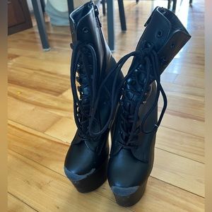 Size 6 Feaux Leather 6 inch Pleaser Heels